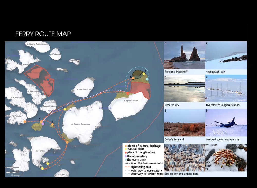 The ferry route map developed by the Franz Josef land team